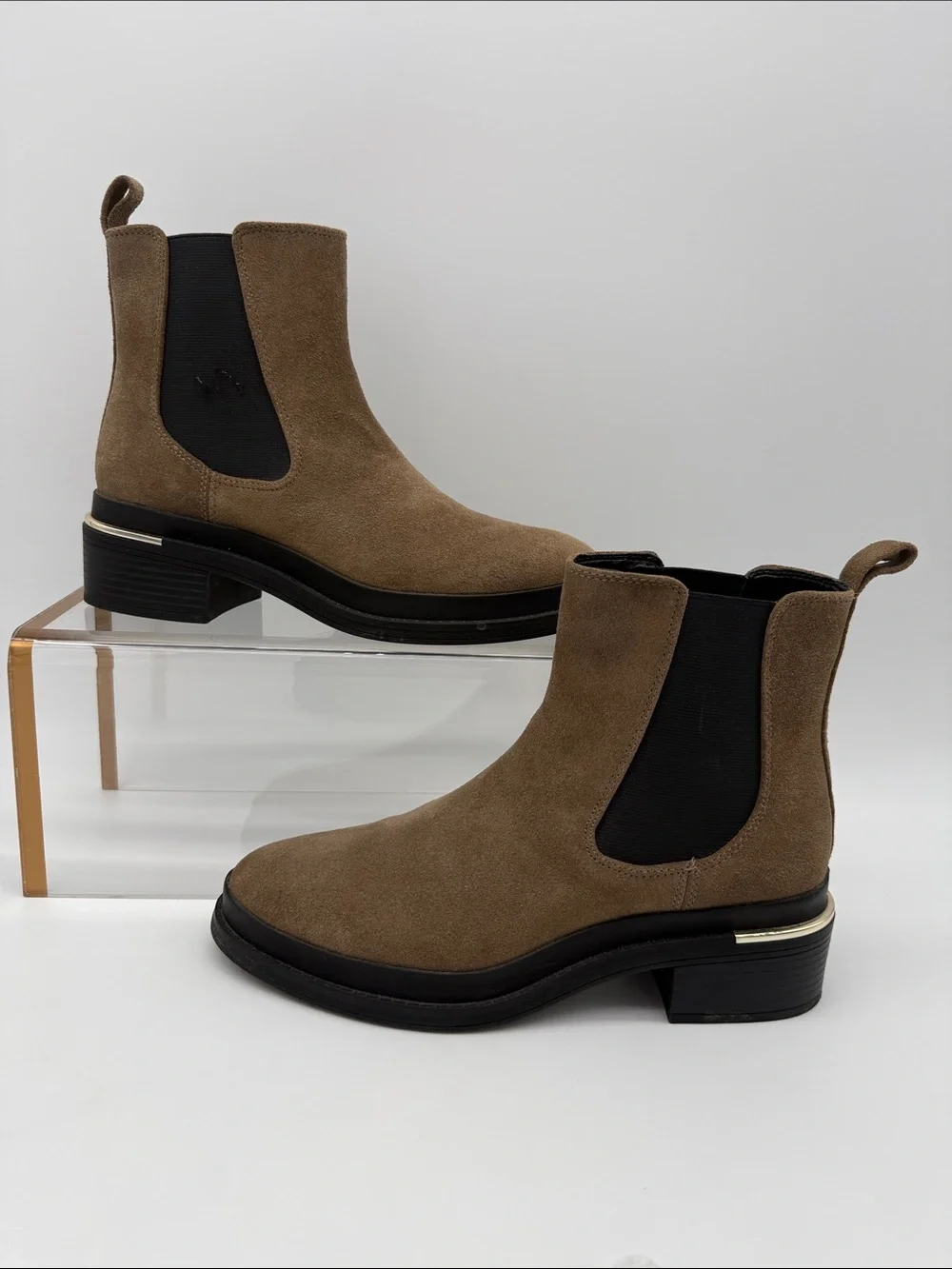Kenneth Cole Lina 2.0 Chelsea Suede Ankle Boots Dark Taupe